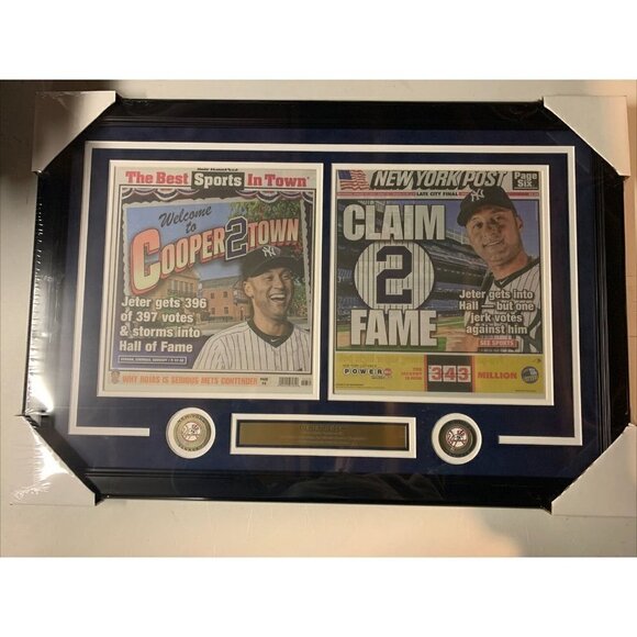 Derek Jeter HOF New York Post Original Newspaper Framed - Picture 1 of 3